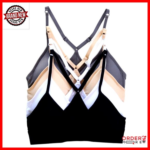 Wirefree Racerback Sports Bralette Seamless Comfort Bra 4 Pack Lounge Wear